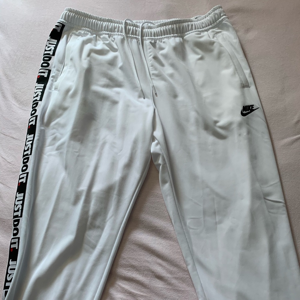 White nike just do it pants